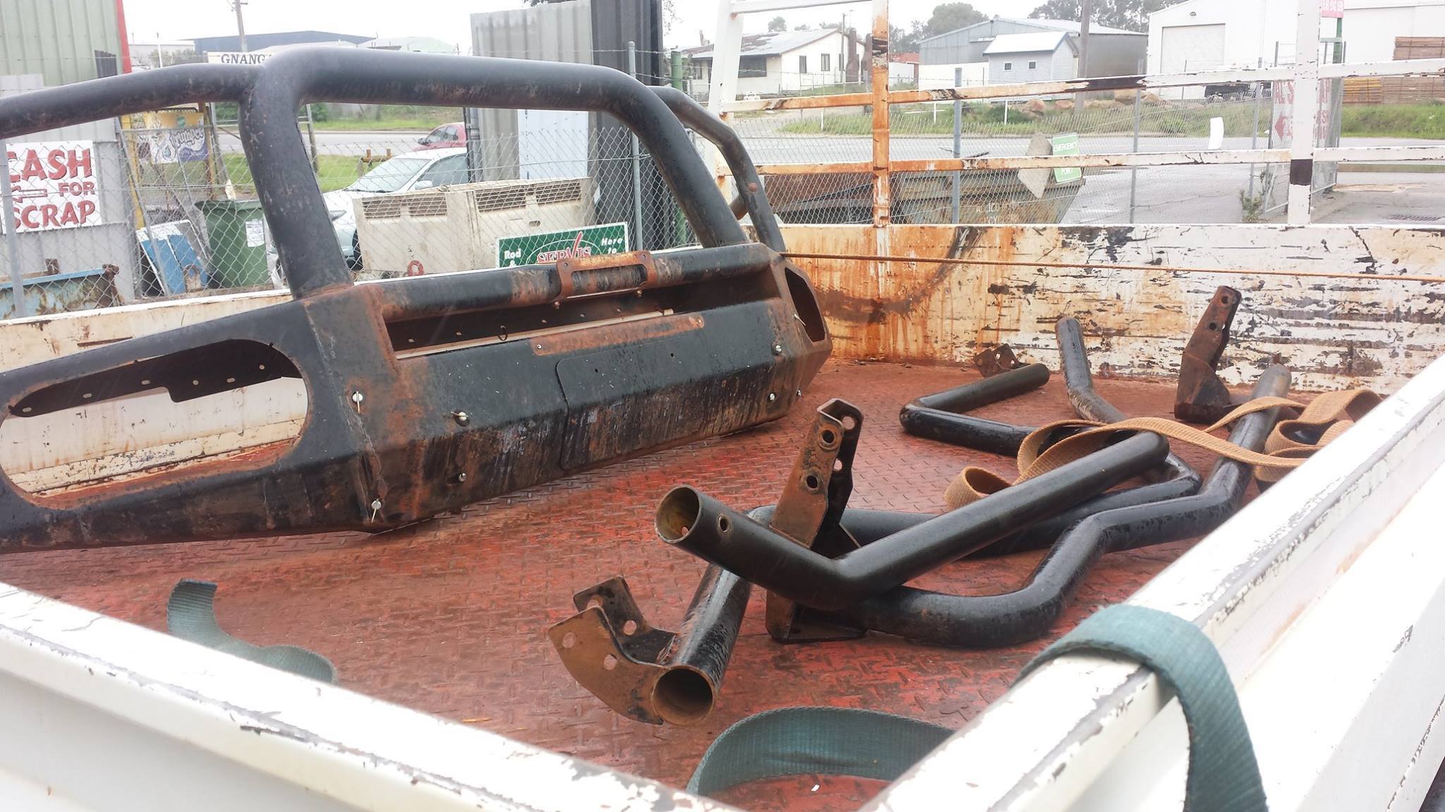 Rusted Ute Tray & Bars prior to blasting and protective coatings