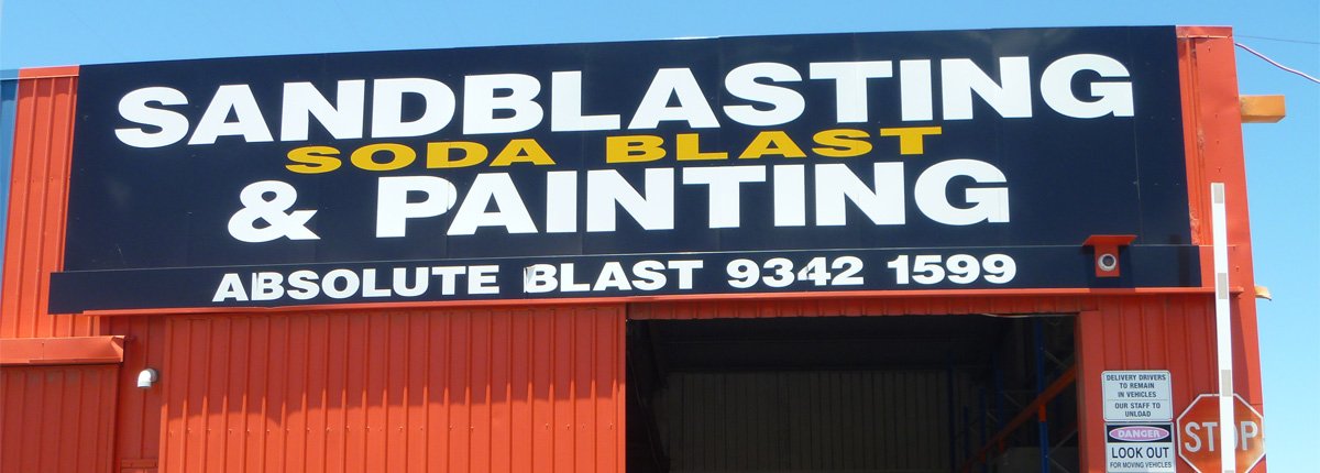 sandblasting soda blast & painting sign